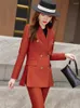 Women's Two Piece Pants Fashion Women Pant Suit Ladies Black Pink Khaki Brown Female Business Work Wear Jacket Blazer And Trouser Formal 2