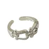 New Silver Set Diamond Horseshoe Clasp Open Ring High Quality High Sense Women's Index Finger Ring