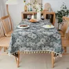 Table de coton coton lin bleu huile peinture jacquard compche florale couverture polyvalente à couverture épaisse pour nappe