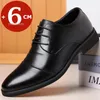 Dress Shoes Men's Elevator Platform Breathable Casual Business Genuine Leather Heightening Flat/6CM Taller Male