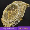 Relógios de pulso de luxo relógio mecânico automático Men Hip Hop Brand Missfox Steel Full Iced Diamond Jewelry Goldwatch Fashion Man 2024