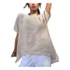 Damesblouses dames T-shirt stijlvol zomer t-shirt met onregelmatige zoom los fit pullover top stevige kleur voor streetwear