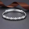 Chain Charms Silver Color Luxury Beads Armband Bangles Söta för kvinnor Fashion Party Wedding Jewelry Justerbar Y240420