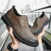 Dress Shoes Heren Fashion Casual Leather Non-Slip Wear-Resistent Sports Comfortabele platte slip-on Men38-46