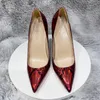 Dress Shoes Glossy Red Snakeskin Print Women Sexy Pointy Toe High Heel For Party Night Event 12cm 10cm 8cm Stiletto Pumps