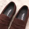 Dress Shoes Men's Luxury Loafer Suede Genuine Leather Slip On Brown Black Penny Loafers Men Fashion Wedding Office Oxford