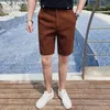 Plus taille 38-28 Fashion Summer Waffle Solid Shorts Men Korean Kneen Longueur Slim Fit Casual Office Suit Shorts Streetwear 240415