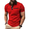 Mens Lapel fashionabla Slim Fit bröstficka Kort ärm Mens T-shirt Polo Shirt