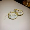 Hoop Earrings Vintage Gold Color Woven Mesh Oval For Women Exquisite Metal Round Wedding Jewelry Gifts 2024