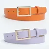 Ceintures 2024 Fashion Belt Women's Gold Square Buckle Candy Decoration Simple and Soft PU Cowboy