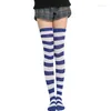 Women Socks Christmas Stockings Striped Multicolor Rose Red And White Above The Knee Heel Plus Length