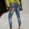 Kvinnors jeans kvinnlig elasticitet vintage med dragkedjor fashionabla tyg för en look wrap höfter avslappnad daglig svettbyxor kvinnor 2024