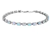 Bracciale adminato d'argento Bracciale bianco Opal Fire 925 Sterling Sterling 925 Sterling Sintetico Opal Ovale Tennis Bracciale 826inch per donne Fash9743018