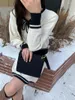 Vestidos de trabalho Autumn Winter Temperament Tie Up Bow Knit Sweater High Cídica Simming Wrap Salia Conjunto de roupas femininas