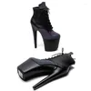 Dance Shoes Leecabe 20CM/8inch Reflective Material PU With Matte Upper Platform Ankle Boots Sexy Exotic Pole