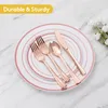 Disposable Dinnerware 600 Pieces Rose Gold Plates For 100 Guests Plastic Party Wedding Set Of Dinner