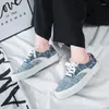 Casual Shoes 35-44 Unisex Sneakers Women Canvas Printed Bear Men Checkered Students Flat Tennis Sport