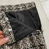 Fall Winter Plaid Wool Skirt Womens Plus Size Thick Woolen Glitter Mini Tweed Saia Feminina 240418