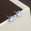 Stud Earrings 925 Sterling Silver Clear Cubic Zirconia For Children Girls Kids Baby Jewelry S925 Men Women