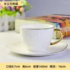 Cups Saucers Pure White Relief Ceramic Gold Painted Tea Cup Set Home Coffee Gift Handle Bone Porcelain And Plate