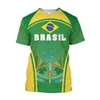 Camisetas brasilas para homens 3d Brasil Flag Imprimir roupas masculinas Cool o pescoço Moda de moda Men de manga t T Tampes grandes tees 240420