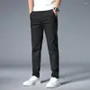 Men's Pants Summer Ultra-thin Casual Trousers Slim Straight Elastic Ice Silk Sports Jogging Fashion Korean Black Khaki Green