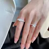 Кластерные кольца 925 стерлингового серебряного серебра открытое кольцо кольцо кофейная чашка Симпатичная геометрическая укладка для женщин -ювелирных изделий для женщин.
