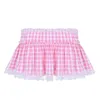 Skirts Xingqing Plaid Skirt y2k Clothes Women Lace Trim High Waist Short Mini Skirt with Ruffle Decor 2000s Pleated Skirt Strtwear Y240420