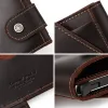 Hållare Crazy Horse Leather Men plånböcker Luxury RFID Protection Aluminium Pop Up Credit Card Holder Zipper Coin Pocket For Man