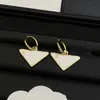 Charm letter P earrings Titanium steel designer for women triangle diamomd stud luxury jewlery hoop gifts woman girl gold silver earring wholesale