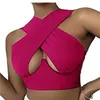 Kvinnors tankar Camis Xingqing Womens Criss Cross Cut Out Halter Crop Tops Bandage Wrap Bustier Backless Tie Cami Strappy Slveless Tank Tops Y240420