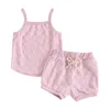 مجموعات الملابس FocusNorm 0-3y Summy Summer Baby Baby Girls Cloths 2PCS Checkerboard Print Olcyless Camisole Shorts