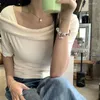 Dames truien Alien Kitty Summer Knitwear Tees ol Slash Neck Chic 2024 Loose elegante sexy zoete sweet sheeve kantoor dame Gentle