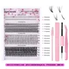 DIY Cluster Lashes Kit 404 PCS Segmenterade ögonfransar Förlängningskombinationer Enskilda ögonfransar mjuka lätta ympade fransar med bindning tätning tweezer dhl