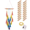 Dekorativa figurer Klipp PO -hållare med 78.74in LED -ljussträng Boho Hanger 20 Clips Retro Wall Display