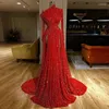 Abiti per feste vino Red Evening Women Seques Wipple Sparkling Mermaid Long Lided Lide High Split 2024 Gowns da ballo Vestidos de Noche