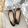 Casual Shoes 2024 Women Flats Spring Autumn Designer Rhinestone Square Flat Bean For Soft Soles Bow Ladies