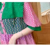 티셔츠 세련된 출산 수유 드레스 드레스 블록 색상 패치 워크 대규모 턴 다운 칼라 산후 여성 모유 수유 드레스 간호