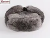 New Russian Winter Unisex Real Rabbit Fur Bomber Hat Men Warm 100 Natural Rabbit Fur Hats Male Full Pelt Genuine Rabbit Fur Cap Y8930874