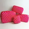 Travel Cosmetics Storage Bag Nylon Red and White Dots Toiletry Pouch Organizer Birthday Party Wedding Bride Gift 240419