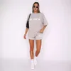 Plus Size Womens Two Piece Pants S-XXLSummer New Fashionable And Sporty Short Sleeved Pullover Shorts Set 9 Colors High Quality Full Letter