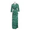 Casual Dresses 2024 Summer Women's Flip Collar Split Style Slim Fit Wrap Long Dress Fragmentered Flower