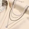 Hanger kettingen boho witte parel kralen choker ketting zilveren kleur meerlagige metalen sleutelbeen ketting hart kettingen voor vrouwen eenvoudige sieraden y240420