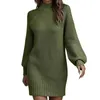 Casual Dresses Stylish Ladies Autumn Winter Ribbed Knitted Long Type Sweater Breathable Dress Raglan Sleeves For Office