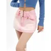 التنانير 2023 Harajuku y2k Jean تنورة الجمال الأساسي Belted Low Weist Micro Microd Sexy Sexy Skirt Skirt Clubs Clubwear Y240420