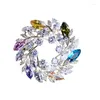 Broches luxe coloré cubique zircone couronne broche broche garlands cristal brillant pour femmes accessoires de bijoux