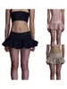 Skirts Ruffled Mini Skirt for Women Solid Color Low Waist Short A-Line Skirt with Lined Shorts Fashion Strtwear Y240420