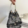 Shoulder Bags Summer Beading Chain Ladies Bag Fashion Flowers Pattern Mesh Simple Cute Little Handbags Women Purses 060