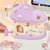Kawaii Mushroom Piggy Bank for Kids Comple Clot Blastic Money Box with Lock Key Cute Money Saving Girting Hight 240408