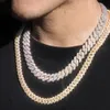 Popular Mossanite Cuban Chain for Men 2rows 8mm-14mm Width Hip Hop Necklace Jewelry 925 Solid Silver Chain Necklace